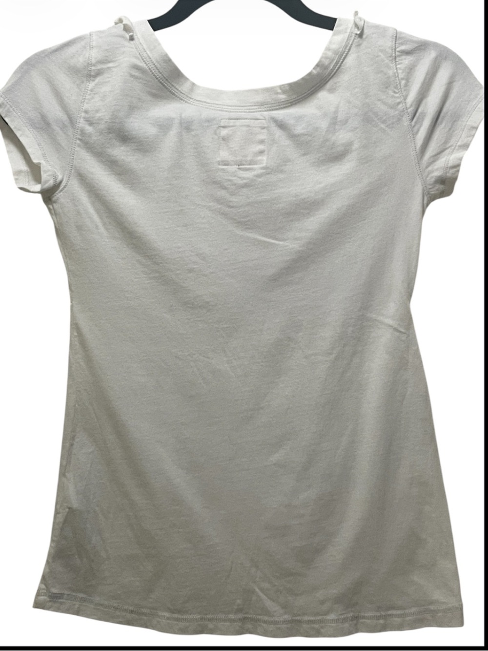 Hollister White Ruffle V-Neck Tee with Logo - Picture 2 of 8